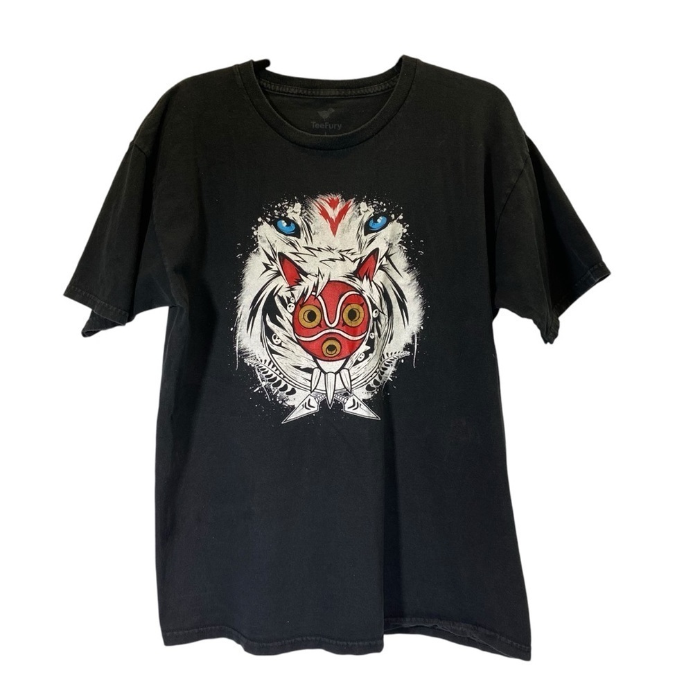 TEE FURY Forest Spirit Protector Men's size L 100% COTTON Black Graphic T-Shirt